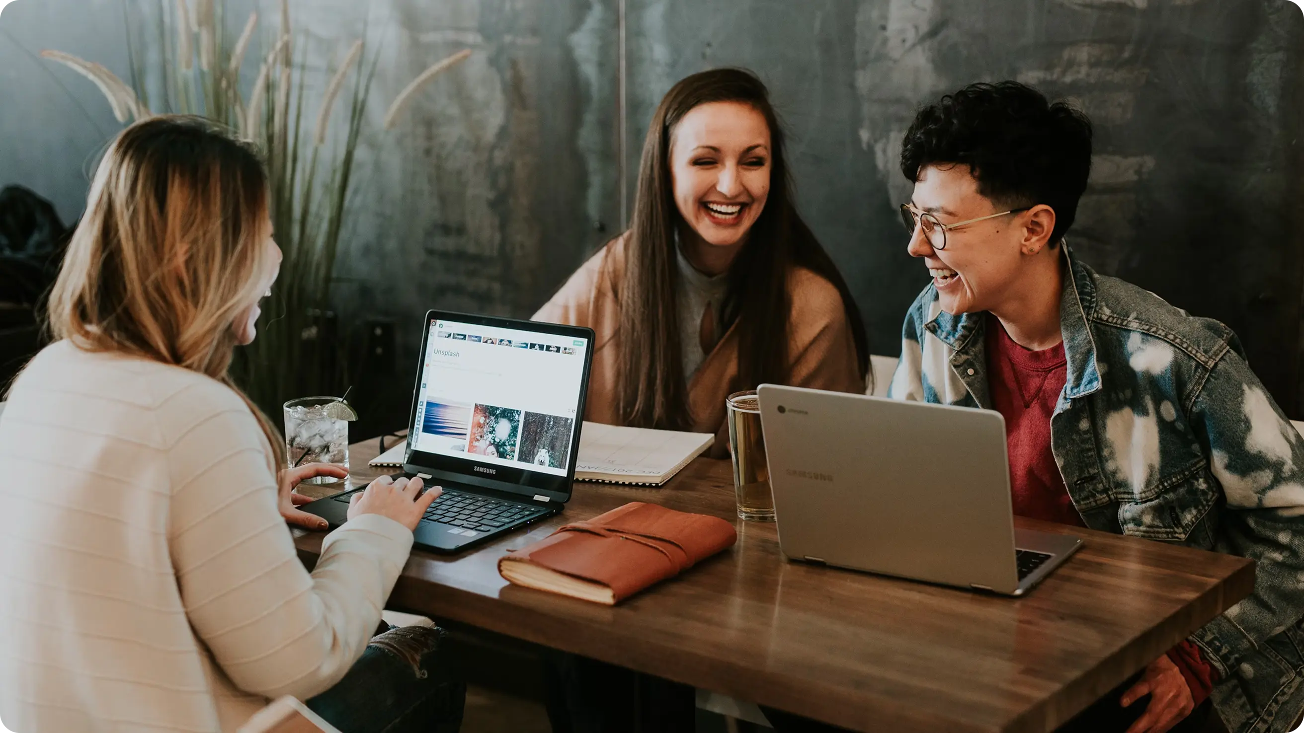 three women recording a podcast episode together
