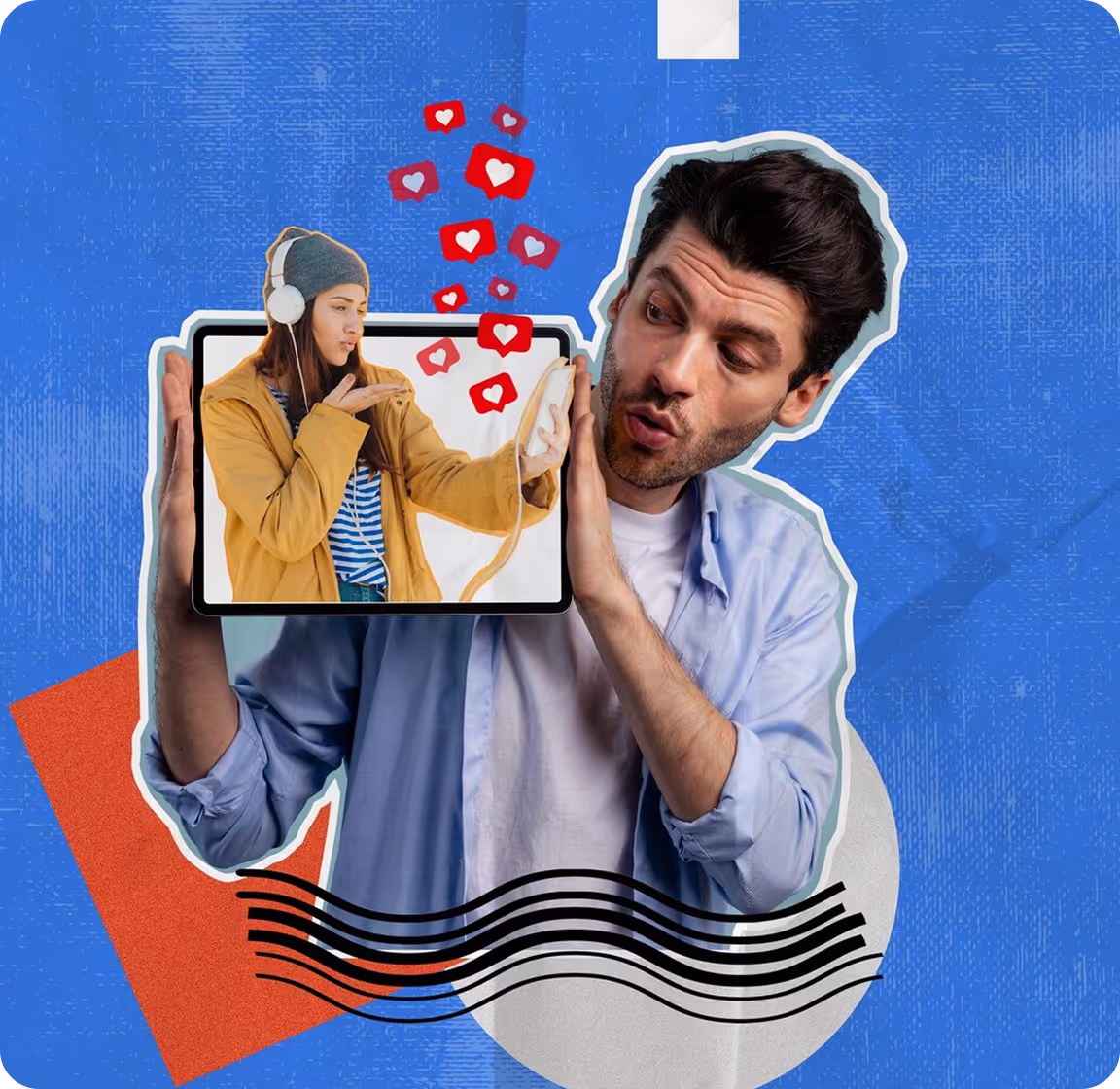 The man shows a video