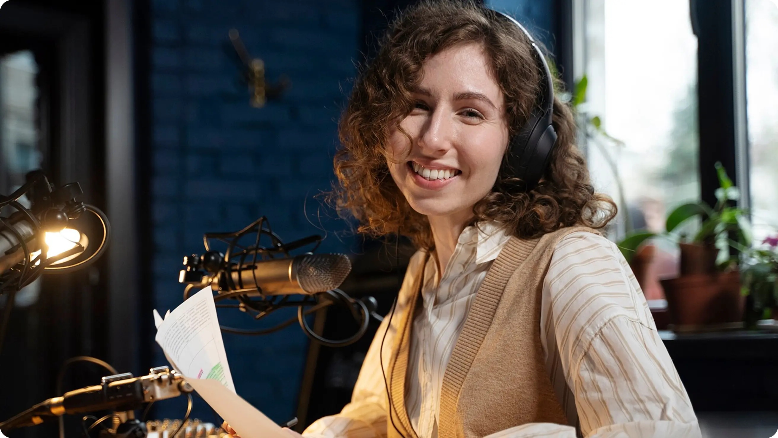 woman with microphone