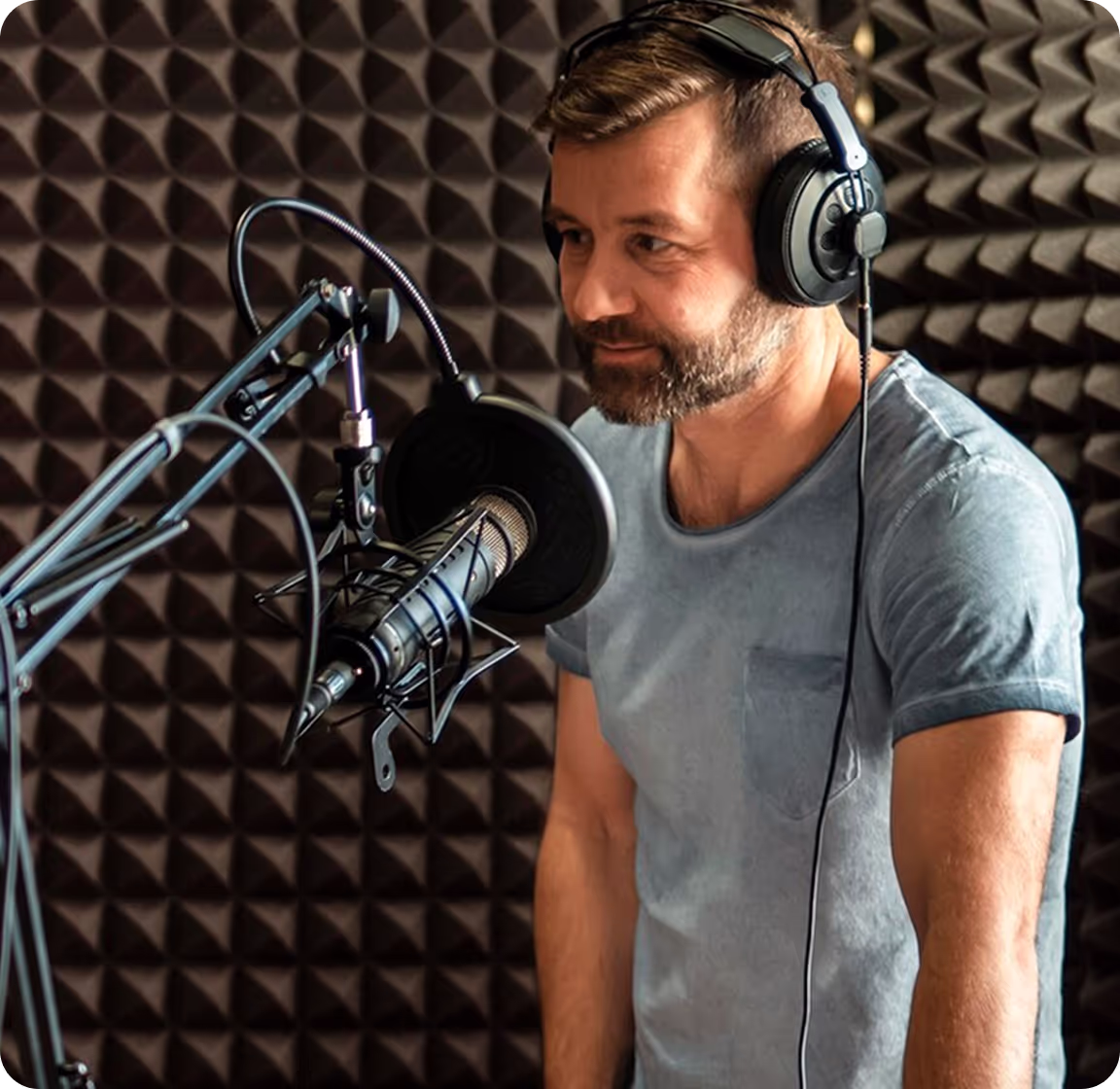man with microphone